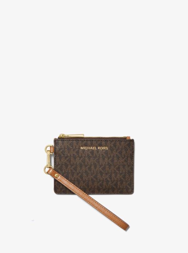 Damske Penazenky Michael Kors Small Logo Coin Wristlet Hnede - Doplnky Michael Kors Outlet | KJAFI-2610